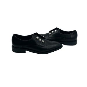 Design Lab Black Ronya Pearl Accent Button Slip-On Oxford Shoes Size 9 Women's
